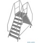 Krause Stabilo Podestleiter fahrbar, beidseitig begehbar, Profilrost mit R13-Stufen, 2 x 7 Stufen - technische Ansicht
