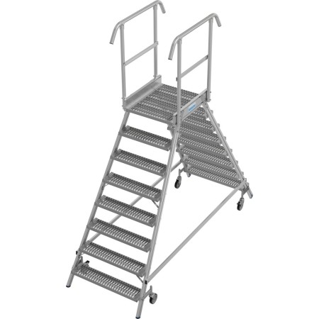 Krause Stabilo Podestleiter fahrbar, beidseitig begehbar, Profilrost mit R13-Stufen, 2 x 8 Stufen