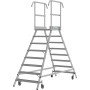 Krause Stabilo Podestleiter fahrbar, beidseitig begehbar, Profilrost mit R13-Stufen, 2 x 8 Stufen - Detailansicht