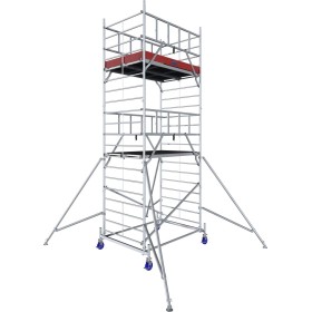 Échafaudage mobile ProTec XXL en aluminium, plateforme large, hauteur de travail 4,30 m