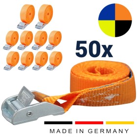 Zurrpack 50x stk. Umreifungsgurt 25 mm mit Klemmschloss – 6 m – 400 daN in 5 Farben