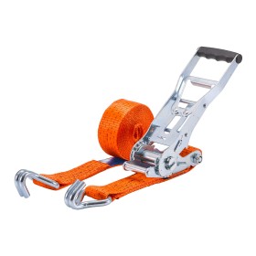 Zurrpack Zurrgurt 5000kg 2-teilig 50mm – 8 m mit Langarm-Zugratsche und Doppelspitzhaken – 2500daN Orange