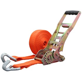 Zurrpack Zurrgurt 4000kg 2-teilig 50mm – 8 m mit Langarm-Zugratsche und Doppelspitzhaken – 2000daN Orange