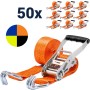 Zurrpack 50x stk. Zurrgurt 5000kg 2-teilig 50mm – 8 m mit Druckratsche und Doppelspitzhaken