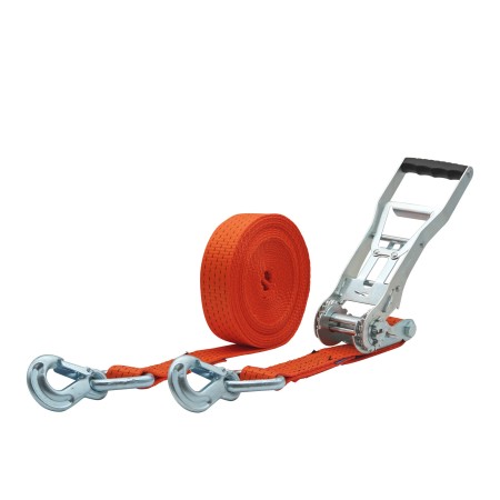 Zurrpack 50x stk. Zurrgurt 5000kg 2-teilig 50mm – 8 m mit Langarm-Druckratsche und Sicherungszurrhaken - Detailansicht