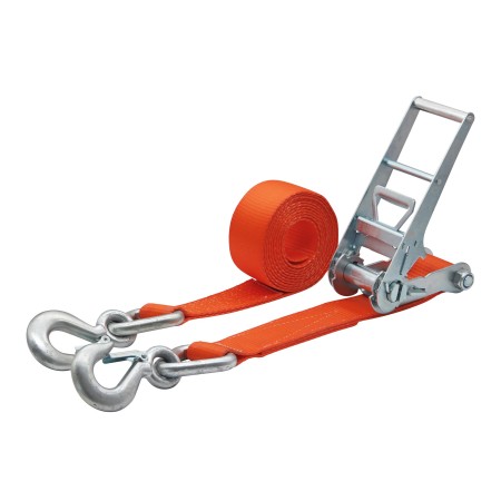 Zurrpack Zurrgurt 10'000kg 2-teilig 75mm – 10 m mit Langarm-Druckratsche und Sicherungszurrhaken