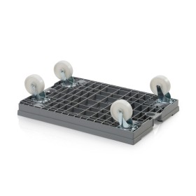 Chariot de transport 80 x 60 cm 2 roues pivotantes + 2 roues fixes en PP