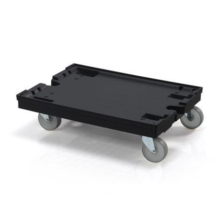 Wolfstahl Carrello da trasporto 80 x 60 cm nero 4 ruote girevoli in PP