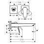 Robinetterie de lavabo encastrée à levier unique hansgrohe Logis Fine - vue technique