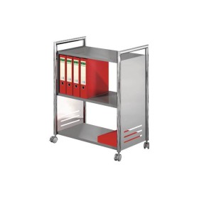 Wolfstahl Bürowagen für Ordner alusilber/chrom 70 x 40 x 84cm