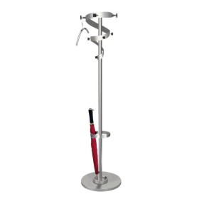 Wolfstahl Garderobenständer Ohio 6051, mit 10 Haken, mit Schirmständer, mit Hutablage, Metall, silber
