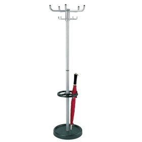 Wolfstahl Garderobenständer Larco 6092, mit 10 Haken, mit Schirmständer, Metall, silber