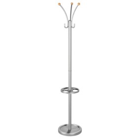 Wolfstahl Garderobenständer Nina 6095, mit 6 Haken, mit Schirmständer, mit Hutablage, Metall, silber