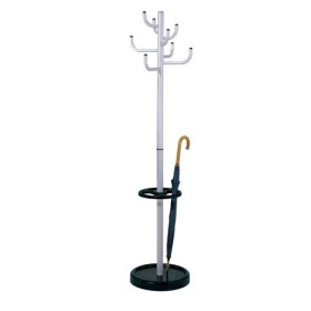 Wolfstahl Garderobenständer Sierra 6098, mit 8 Haken, mit Schirmständer, Metall, silber, schwarz