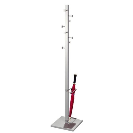 Wolfstahl Garderobenständer Slim Line 6223, mit 8 Haken, mit Schirmständer, mit Hutablage, Metall, silber
