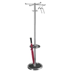 Wolfstahl Garderobenständer Roma 6229, mit 8 Haken, mit Schirmständer, Metall, silber, schwarz