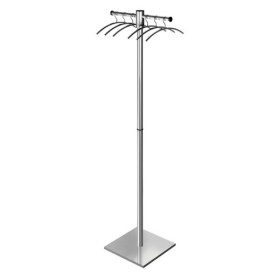Wolfstahl Garderobenständer G 12 E 6906, mit 2 Haken, Edelstahl, silber