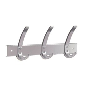 Wolfstahl Wandgarderobe public 6402, Metall, Kunststoff, mit 3 Haken, silber, 1 Stück