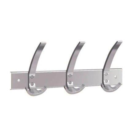 Wolfstahl Wandgarderobe public 6402, Metall, Kunststoff, mit 3 Haken, silber, 1 Stück