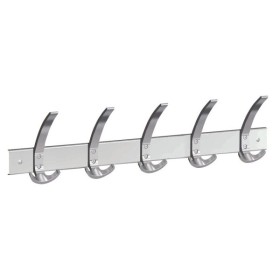 Wolfstahl Wandgarderobe public 6404, Metall, Kunststoff, mit 5 Haken, silber, 1 Stück