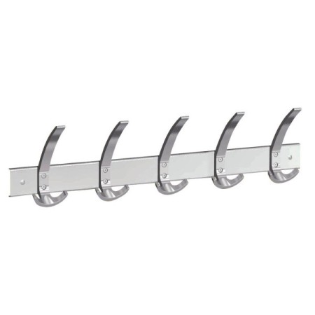 Wolfstahl Attaccapanni da parete public 6404, metallo, plastica, con 5 ganci, argento, 1 pezzo