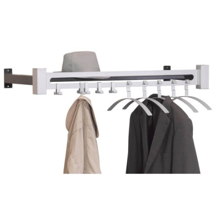 Wolfstahl Wandgarderobe Montana 6551, Metall, ohne Haken, mit Hutablage, silber, 1 Stück