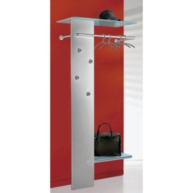 Wolfstahl Garderobenständer Kent 6765, mit 4 Haken, mit Hutablage, mit Schuhablage, Glas, silber