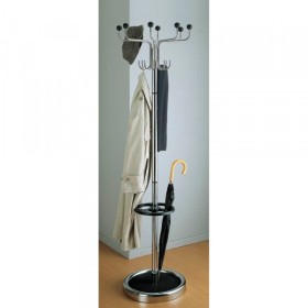 Porte-manteau Rondo avec porte-parapluie en aluminium argenté/noir