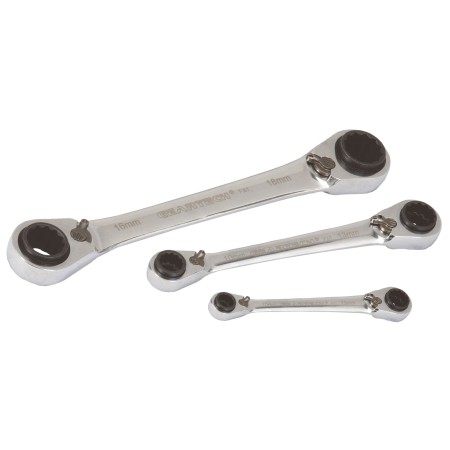Set di chiavi a cricchetto PROJAHN GearTech 4-in-1 3 pezzi reversibile chiave a doppio anello metrica