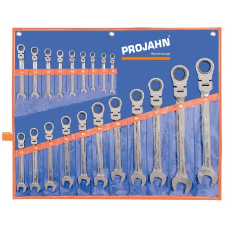 Set di chiavi a cricchetto flessibili PROJAHN GearTech senza pulsante di inversione 20 pezzi metrici