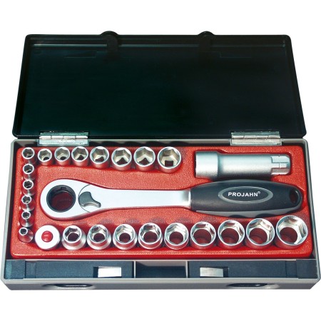 PROJAHN Durchschraubknarren-Koffer metrisch 6-kant 6,3 / 1/4" + 10 / 3/8" 25-tlg