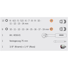 Set di cricchetti PROJAHN metrico a 6 lati 6,3 / 1/4" + 10 / 3/8" 25 pezzi