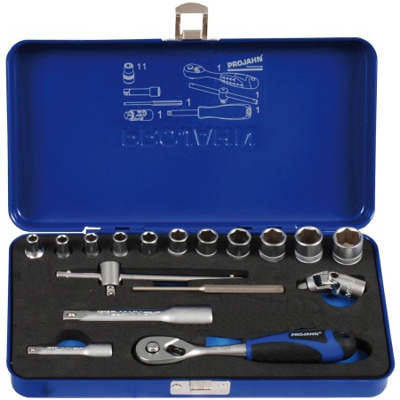 Set di chiavi a bussola PROJAHN Xi-on metriche a 6 punte 10 / 3/8" 17 pezzi