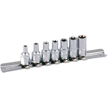 Barre à douille PROJAHN garnie E-TX 6,3 / 1/4" avec 7 douilles à embouts