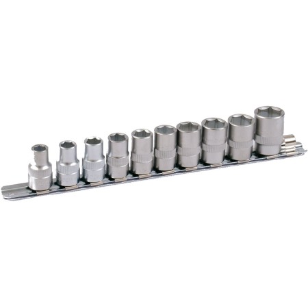 Rail de douilles PROJAHN équipé métrique 12,5 / 1/2" avec 10 douilles