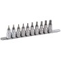 Rail de douilles PROJAHN équipé pour vis intérieures TX 12,5 / 1/2" incl. 10 douilles-E