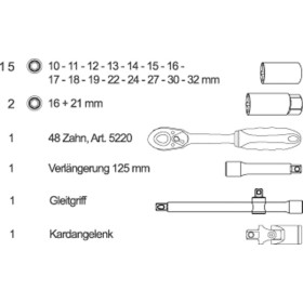 Set di bussole PROJAHN proficraft metriche a 6 punte 12,5 / 1/2" 21 pezzi