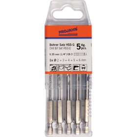 Set di punte elicoidali PROJAHN HSS-G a 6 lati 6,35 mm (1/4") 5 pezzi