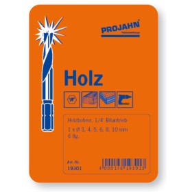 Set di punte elicoidali in legno PROJAHN a 6 lati 1/4" 6 pezzi