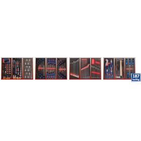 Set di attrezzi PROJAHN per carrello officina 187 pezzi per 4 cassetti