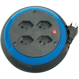 Brennenstuhl Design-Kabelbox, 4-fach schwarz/blau, Kabel 4m H05VV-F 3G1,0 *CH*