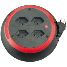 Brennenstuhl Design-Kabelbox, 4-fach schwarz/karminrot, Kabel 4m H05VV-F 3G1,0 *CH*