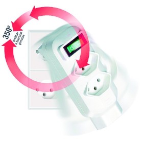 Adaptateur de prise 2+1 avec interrupteur, pivotant à 350° *CH*