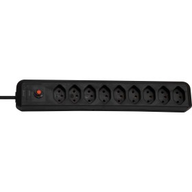 Brennenstuhl cleverLINE 9er-Steckdosenleiste (2m Kabel, ohne Schalter, für den Innenbereich) schwarz