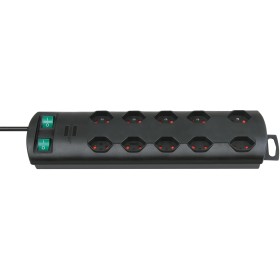 Brennenstuhl Striscia di prese Primera-Line 10 prese nero 2m H05VV-F 3G1,0 5 prese commutabili *CH*