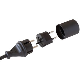 Adaptateur Fix noir DE en CH 230V 2 pôles T11 sur prise Schuko avec douille