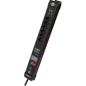 Brennenstuhl Premium-Line 60.000A Überspannungsschutz-Steckdosenleiste mit 2x USB-Ladefunktion 6-fach