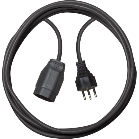 Brennenstuhl Câble de rallonge en plastique, fiche T12, prise T13, câble 5m H05VV-F 3G1,5 noir *CH*