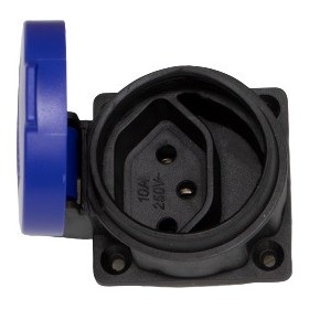Brennenstuhl Boîtier encastrable T13, 230V/10A, avec couvercle rabattable, bleu/noir, IP55