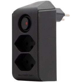 Brennenstuhl cleverLINE Abzweigstecker 2-fach schwarz mit Schalter, drehbar bis 300° mit Aufhänger *CH*